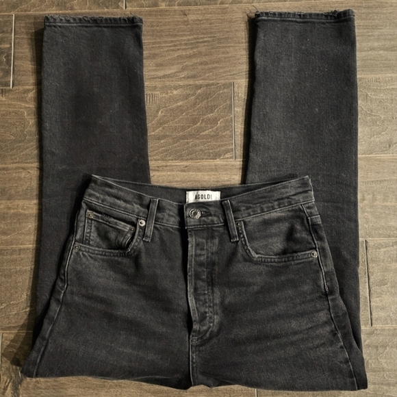 Agolde Denim - AGOLDE Los Angeles Light Black Women's Riley Straight Crop Jeans sz 25